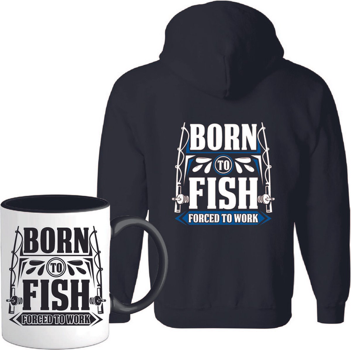 T-Shirtknaller Vest met koffiemok | Born to Fish - Vis / Vissen / Vishengel Kleding | Heren / Dames Vest Cadeau | Kleur zwart | Maat 3XL